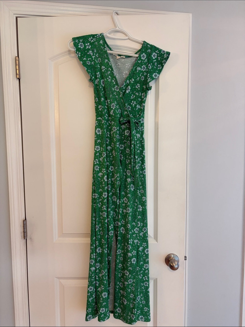 Green Floral Wrap Maxi Dress